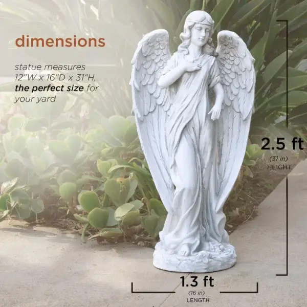 31" Tall Indoor/Outdoor Angel Statue Light Gray Home Decorations Sculptures Figurine Crafts - Image 4