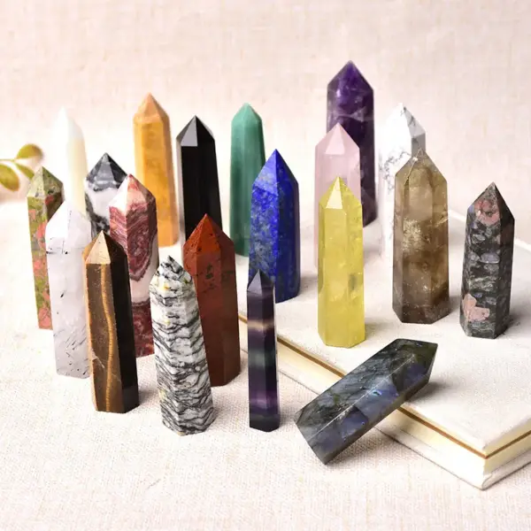 36 Color Natural Stones Crystal Point Wand Amethyst Rose Quartz Healing Stone Energy Ore Mineral Crafts Home Decoration 1PC