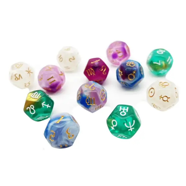 3-Piece Astrology Dice Set: D8, D12, Tarot Dice with Pearl Pattern - Image 5