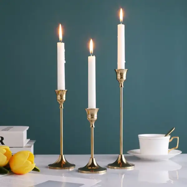 3Pcs/Set European style Metal Candle Holders Simple Golden Wedding Decoration Bar Party Living Room Decor Candlestick Home Decor - Image 2