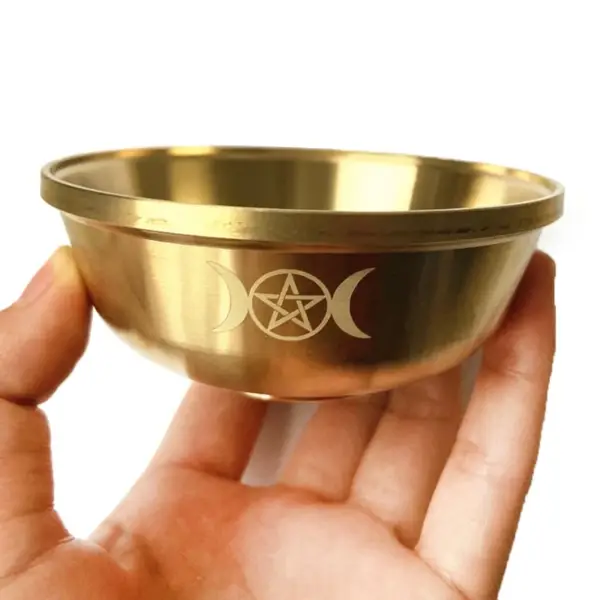 Altar Bowl Ritual Gold Plating Tableware Ceremony Moon Divination Astrological - Image 5