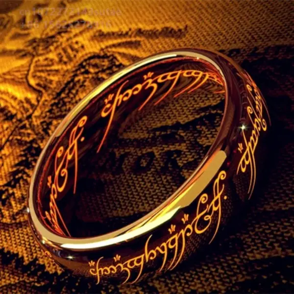 Lord of The Rings Inspired Stainless Steel Engraved Ring - Image 5