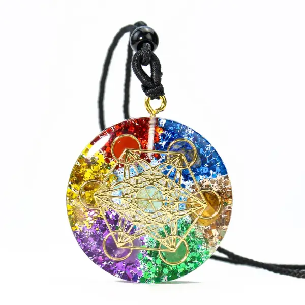 Metatron Cube Chakra Stone Necklace - Energy Healing Jewelry - Image 3