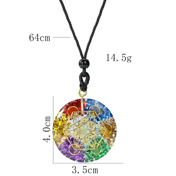 Metatron Cube Chakra Stone Necklace - Energy Healing Jewelry - Image 6