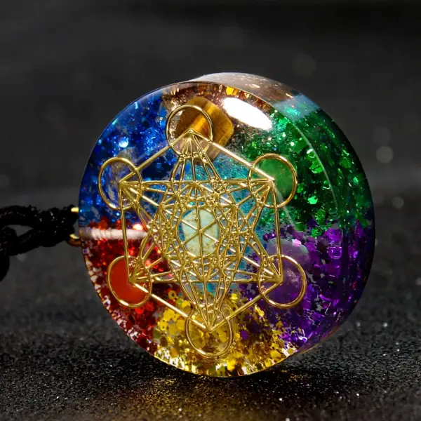 Metatron Cube Chakra Stone Necklace - Energy Healing Jewelry