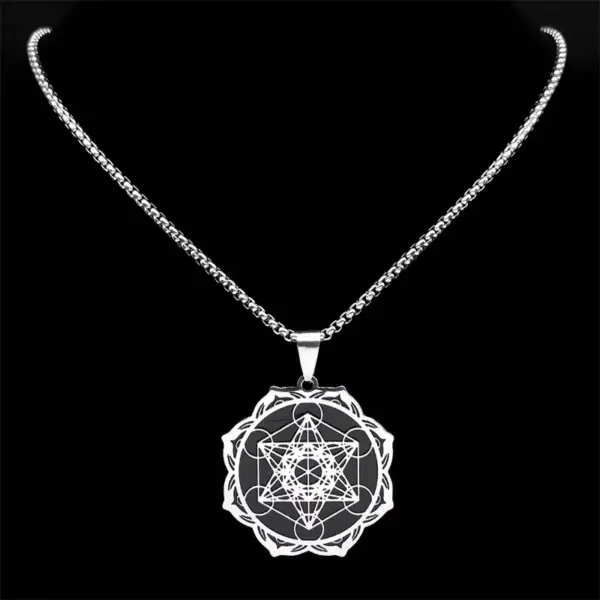 Metatron Cube & Flower of Life Archangel Necklace - Image 4