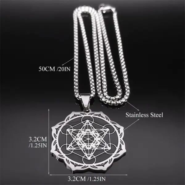 Metatron Cube & Flower of Life Archangel Necklace - Image 6