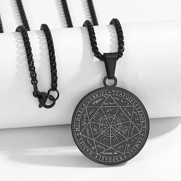 Seal of The 7 Archangels Pendant Necklaces for Men Seal of Solomon Spiritual Talisman Protection Amulet Stainless Steel Jewelry - Image 6