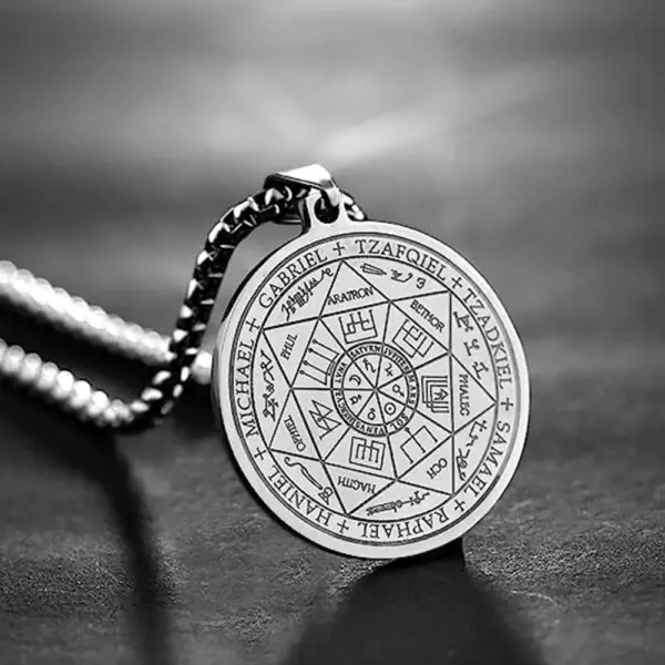 Seal of The 7 Archangels Pendant Necklaces for Men Seal of Solomon Spiritual Talisman Protection Amulet Stainless Steel Jewelry