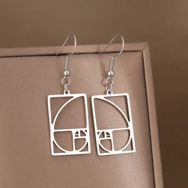 Sacred Geometry Fibonacci Stainless Steel Earrings for Women - Image 2