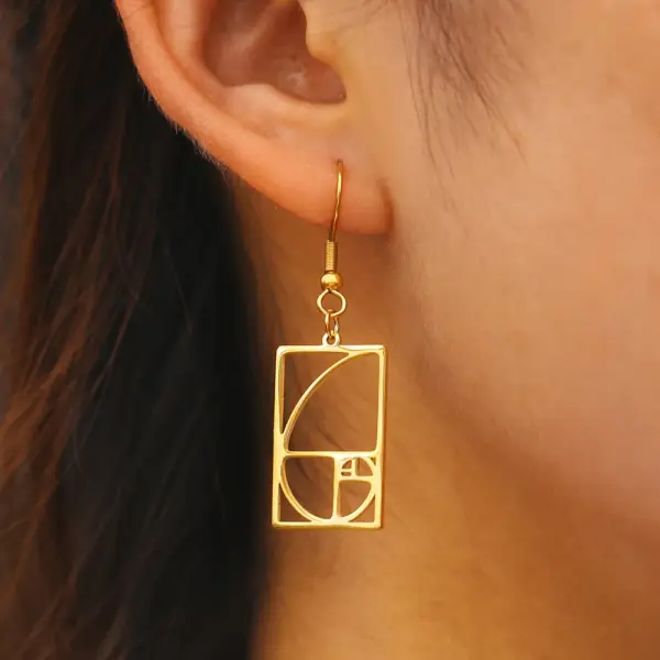 Sacred Geometry Fibonacci Stainless Steel Earrings for Women - Image 5